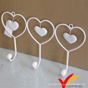 White Heart Shape Metal Wall Hook